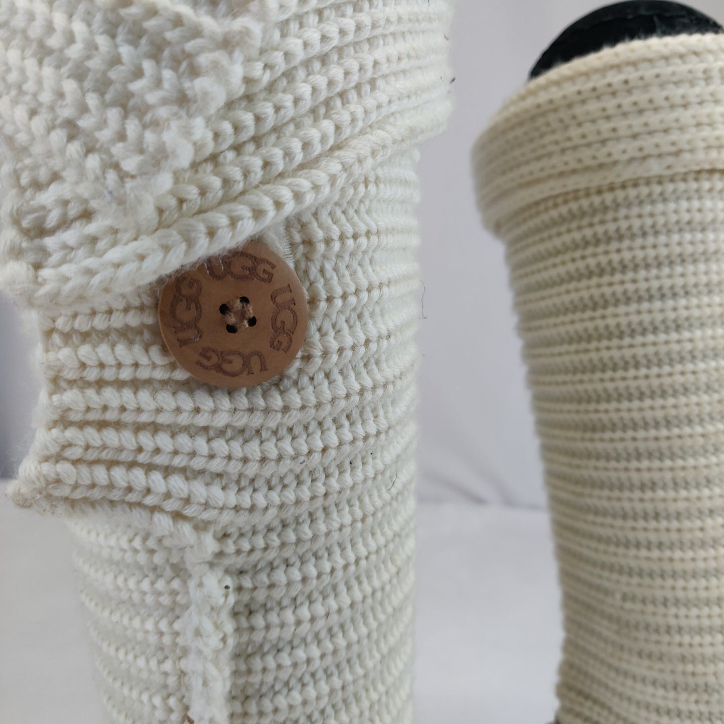 UGG Knit Crochet Wool White Tall Boots Women UK 5.5
