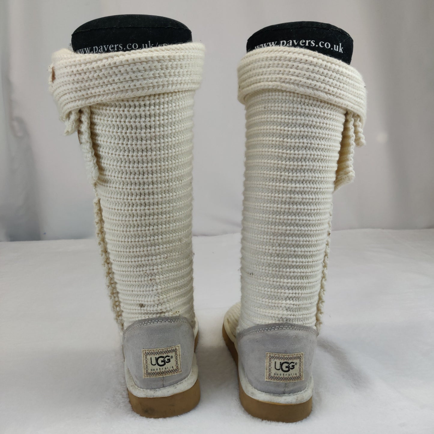 UGG Knit Crochet Wool White Tall Boots Women UK 5.5