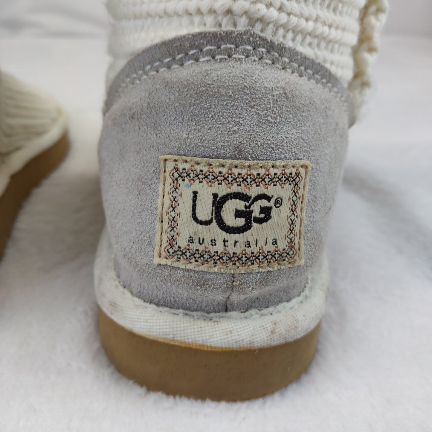 UGG Knit Crochet Wool White Tall Boots Women UK 5.5