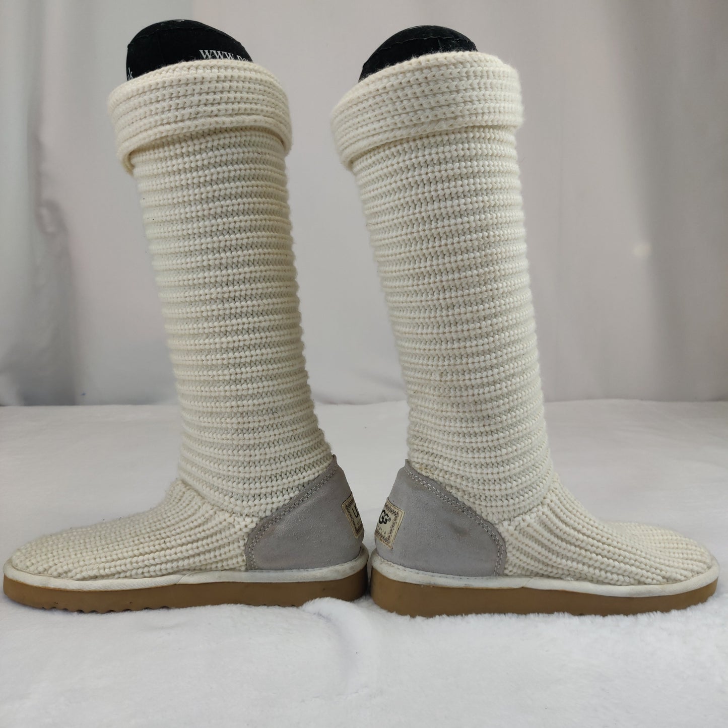 UGG Knit Crochet Wool White Tall Boots Women UK 5.5