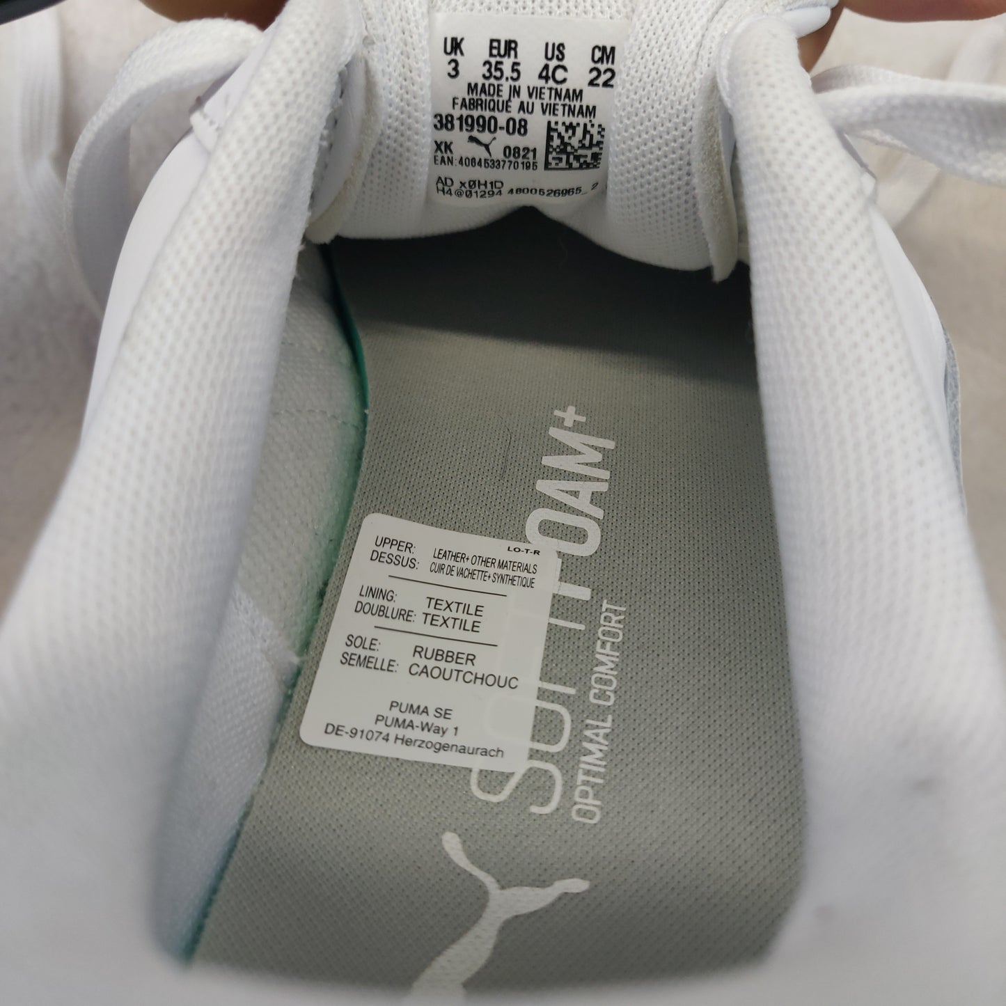 Puma Jada White Leather Sneaker Trainers Women UK 3