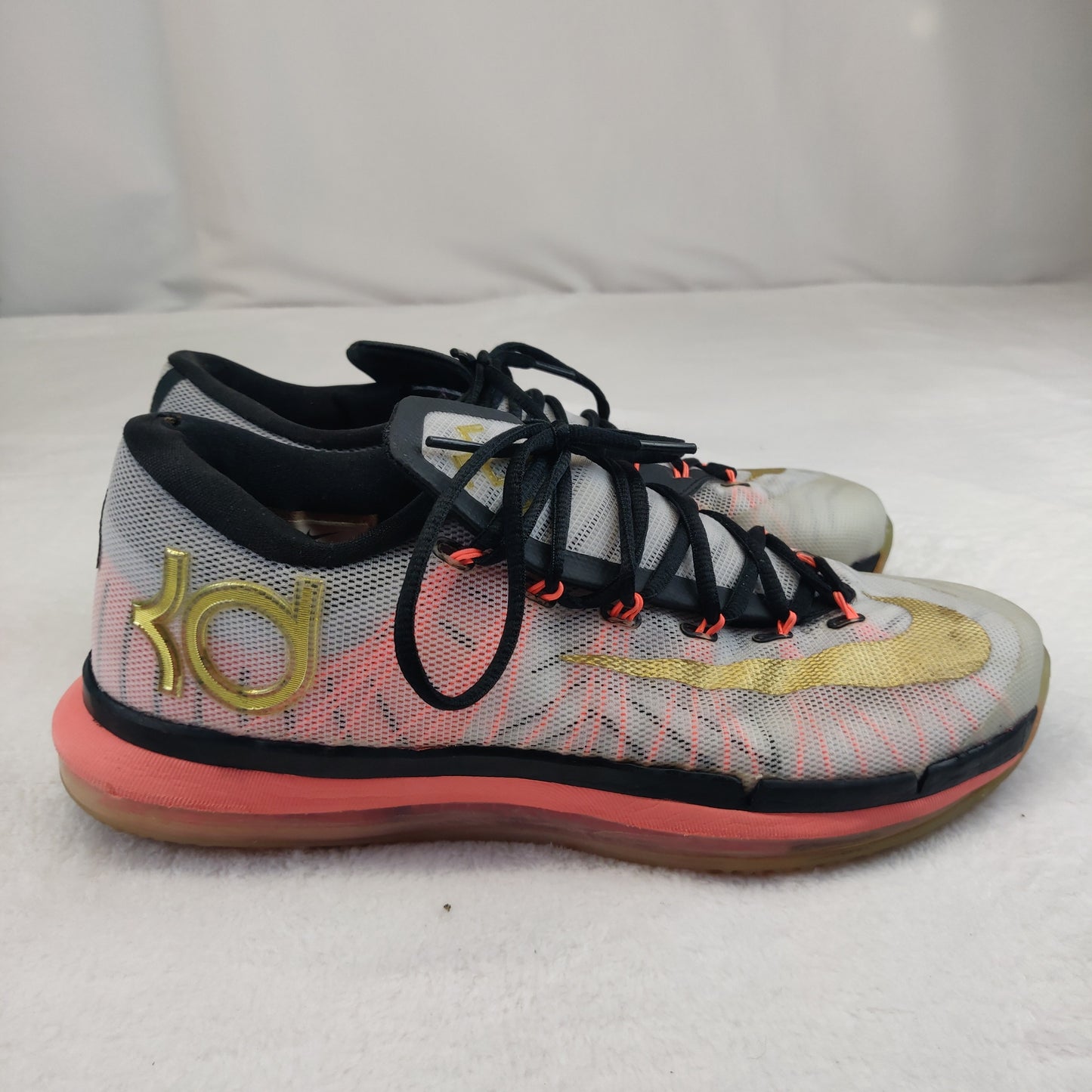 Nike Basketball KD 6 Elite White Gold Sneaker Trainers Men UK 9 - 642838 100