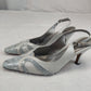 Van Dal Grey White Closed Toe Slingback Heels Women UK 4.5
