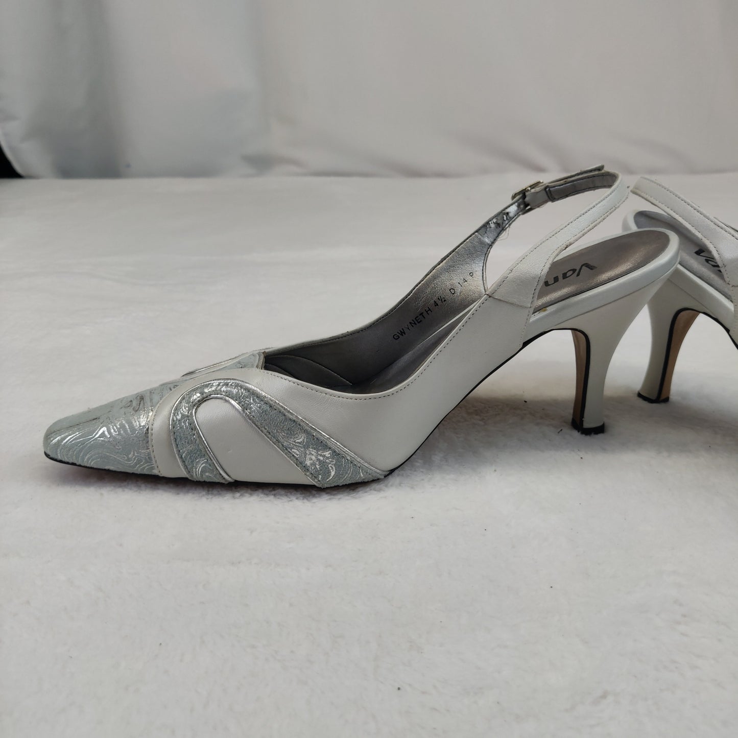 Van Dal Grey White Closed Toe Slingback Heels Women UK 4.5
