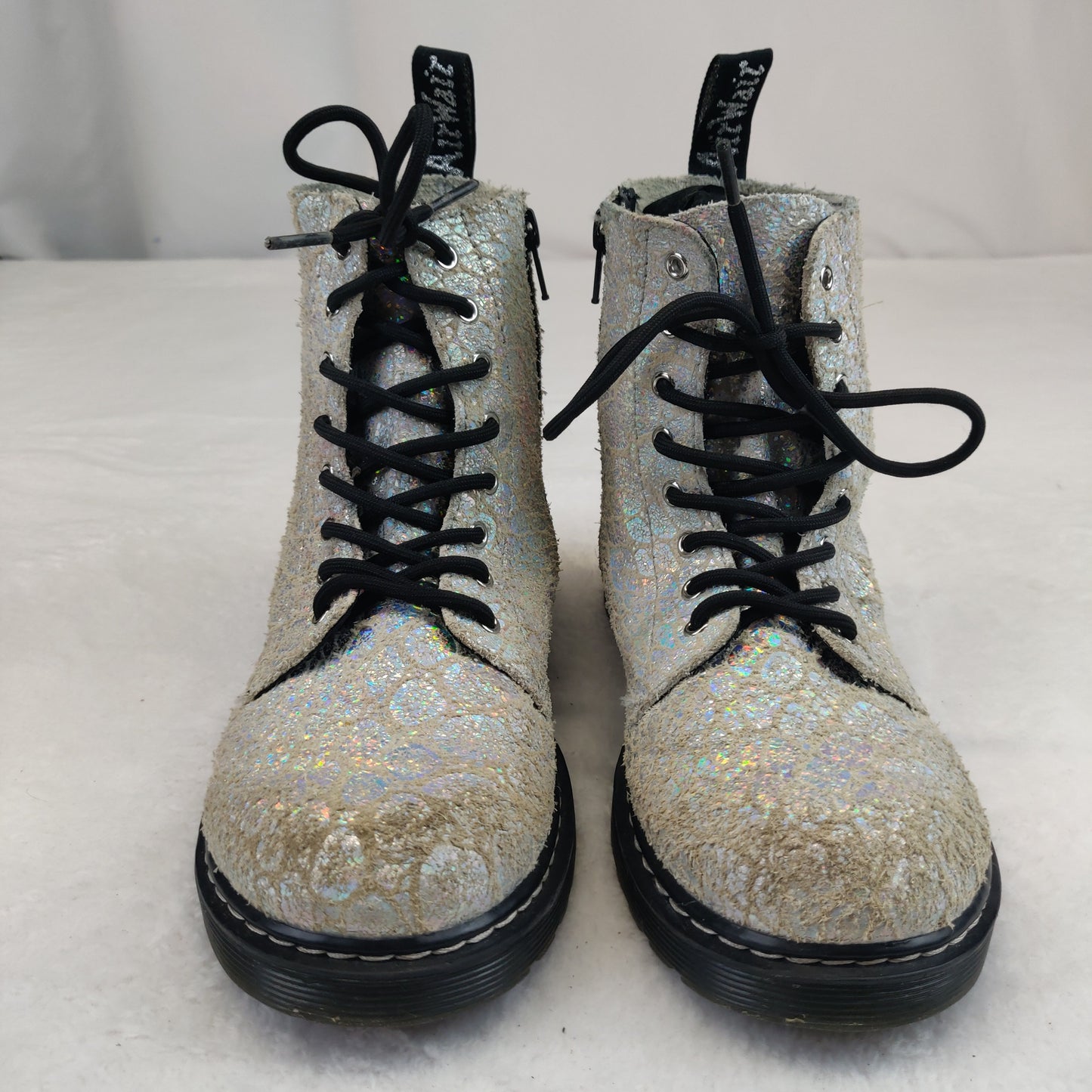 Dr. Martens 1460 AirWait Sliver Glitter Combat Boots Women UK 3
