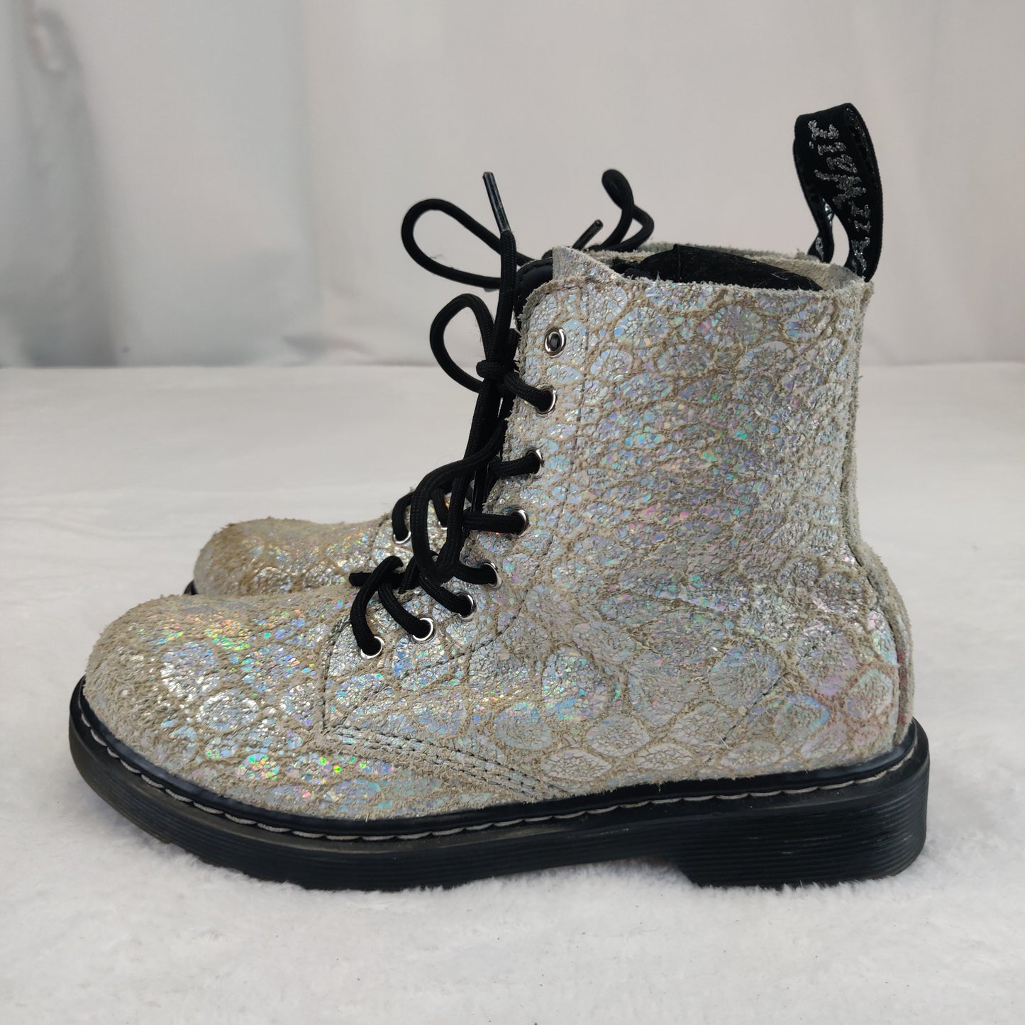 Dr. Martens 1460 AirWait Sliver Glitter Combat Boots Women UK 3