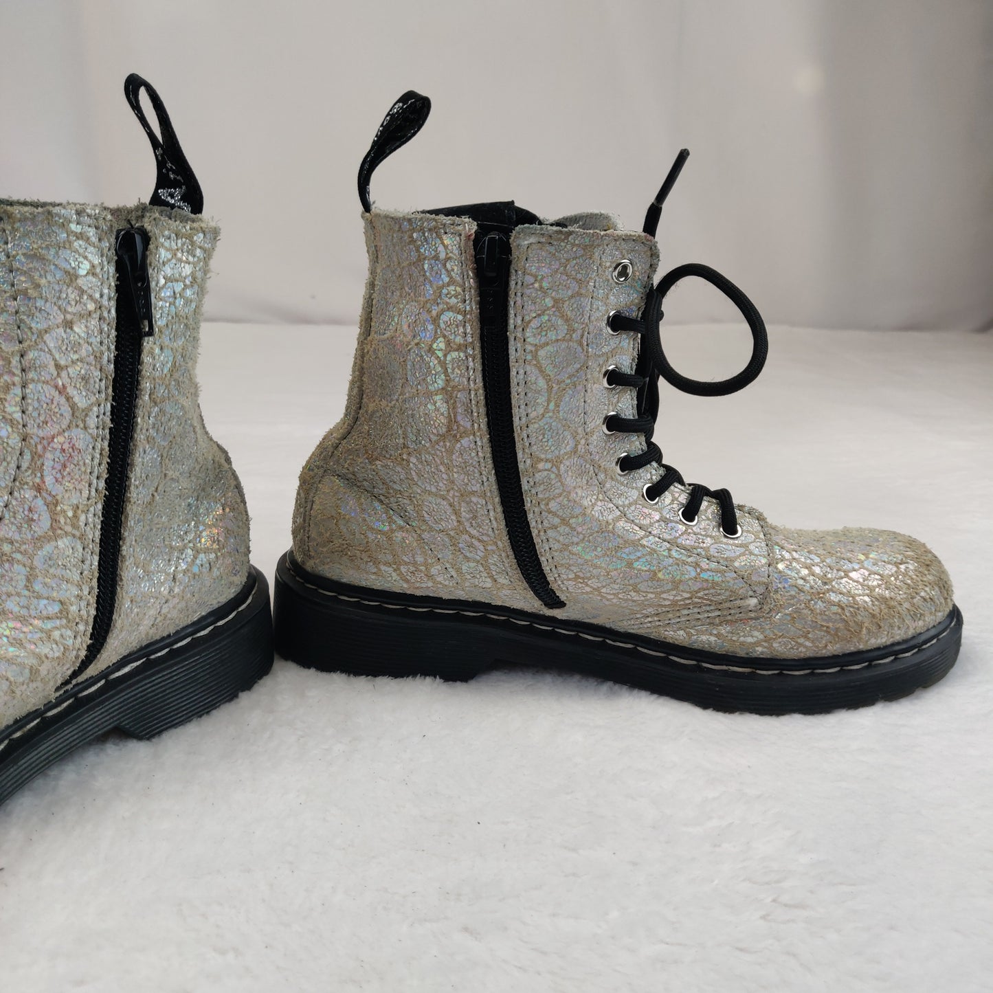 Dr. Martens 1460 AirWait Sliver Glitter Combat Boots Women UK 3
