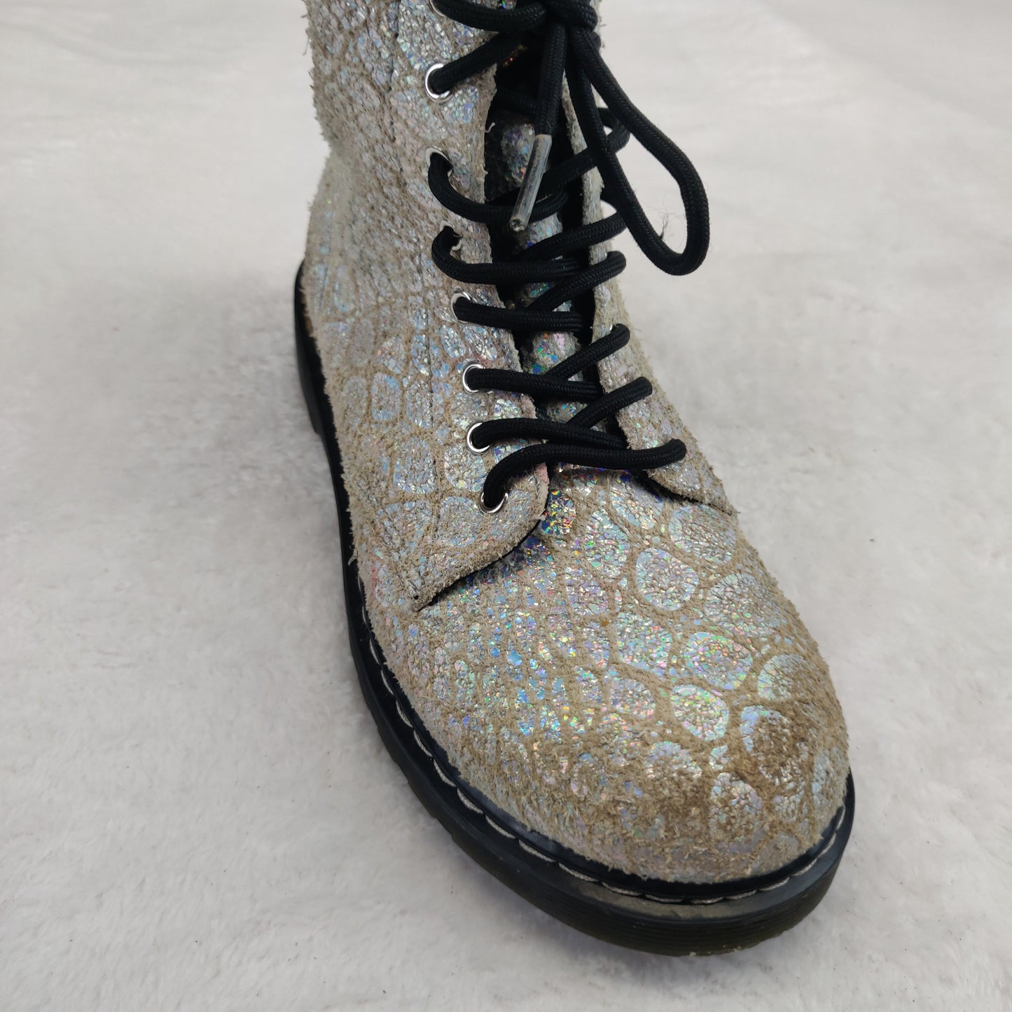 Dr. Martens 1460 AirWait Sliver Glitter Combat Boots Women UK 3