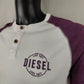 Diesel White Burgundy Long Sleeve Polo Shirt Men Medium