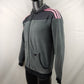 Adidas Grey/Black Pink Stripe Fleece Track Jacket Men Size Medium