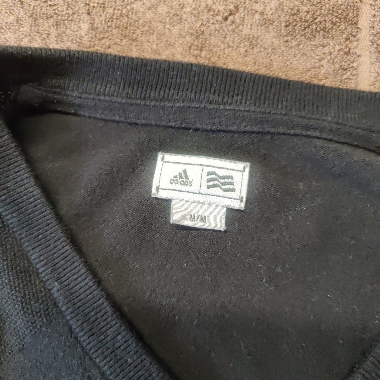 Adidas Black V-Neck Cotton Sweatshirt Men Size Medium