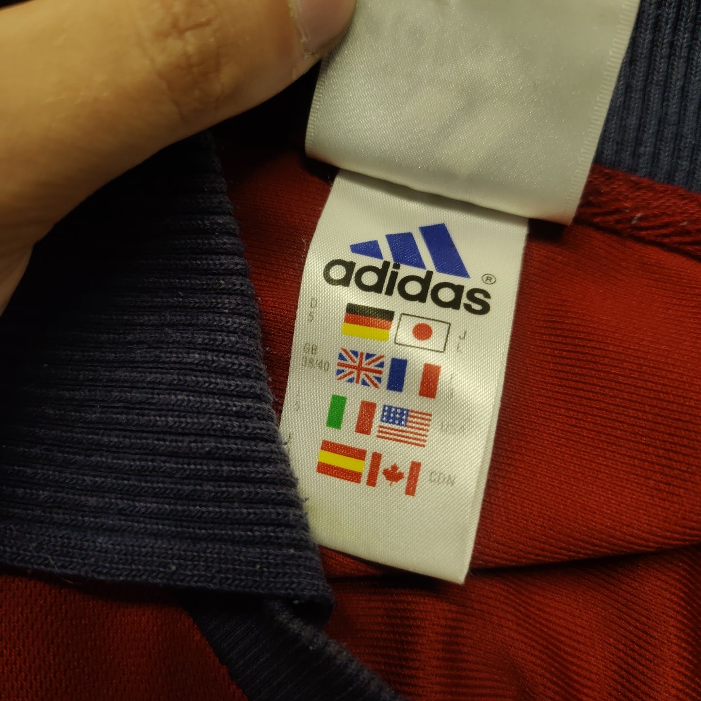 Adidas Vintage Red Polo V-Neck T-Shirt Jersey Men Size Medium