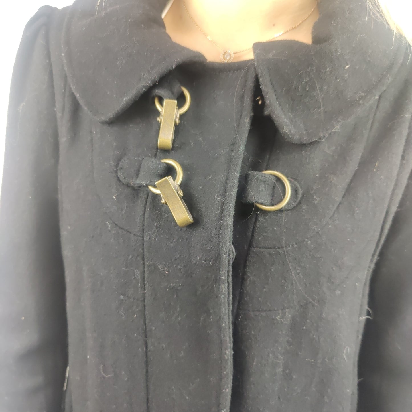 Pepe Jeans Vintage Black Wool Overcoat Jacket Coat Women Size Small
