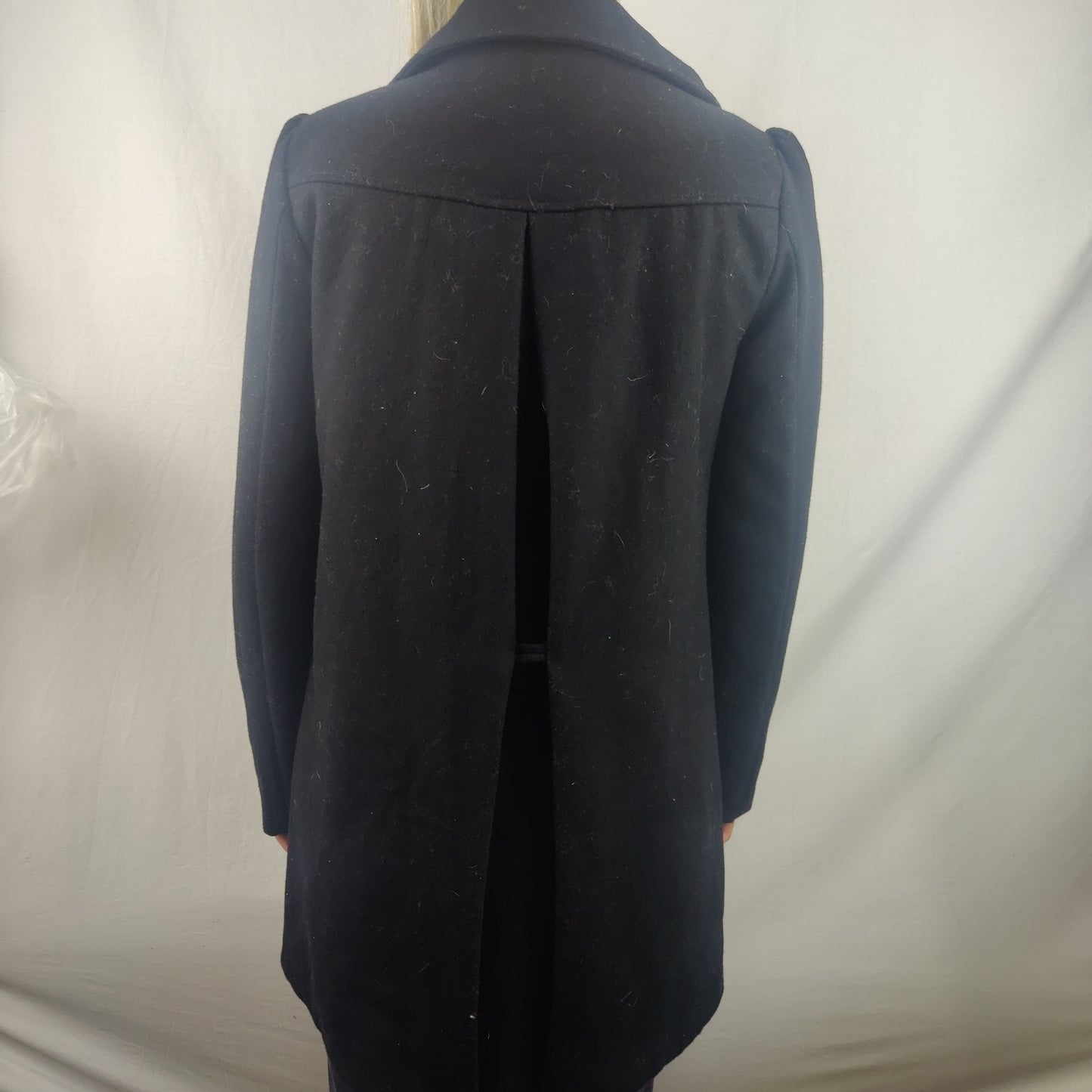 Pepe Jeans Vintage Black Wool Overcoat Jacket Coat Women Size Small