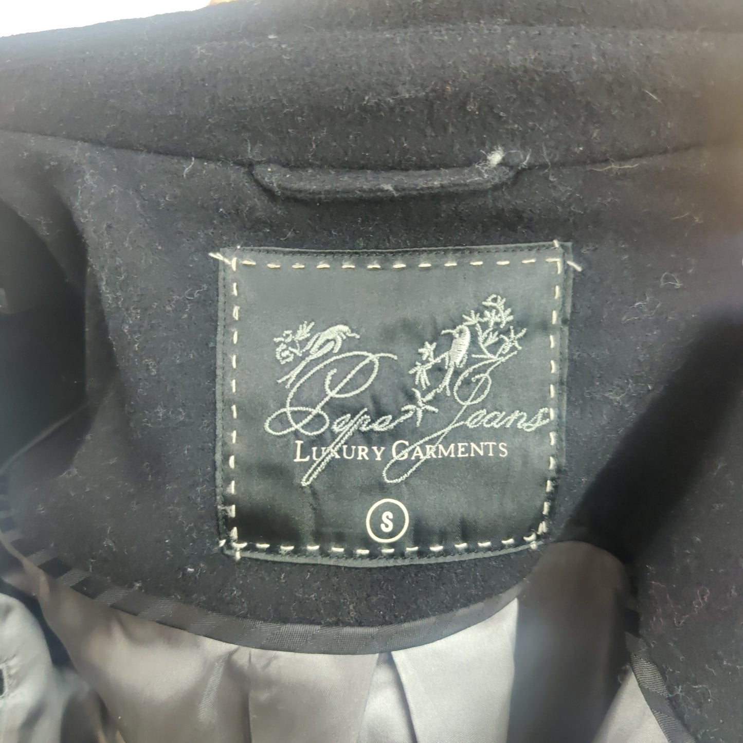 Pepe Jeans Vintage Black Wool Overcoat Jacket Coat Women Size Small