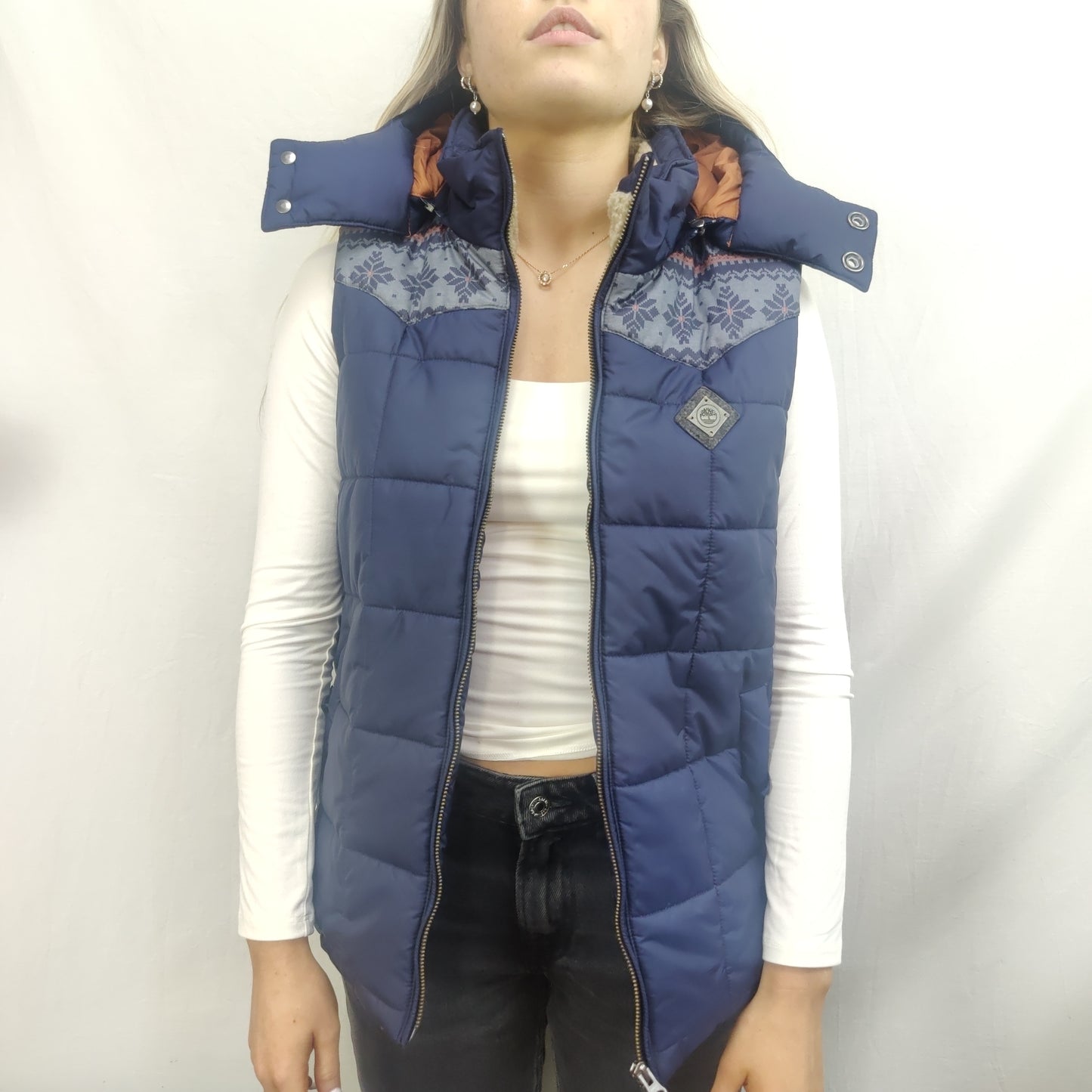 Timberland Navy Blue Puffer Jacket Gilet Women Size Small ~ New with tags