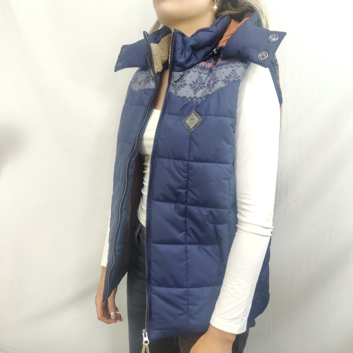 Timberland Navy Blue Puffer Jacket Gilet Women Size Small ~ New with tags