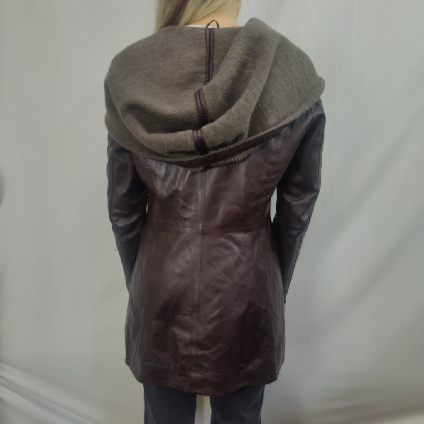 Benny's Shop Vintage Brown Leather Coat Jacket Women Size Large