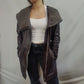Benny's Shop Vintage Brown Leather Coat Jacket Women Size Large