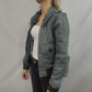Numph Green Grey Bomber Leather Jacket Women Size Small