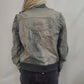 Numph Green Grey Bomber Leather Jacket Women Size Small