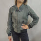 Numph Green Grey Bomber Leather Jacket Women Size Small