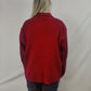 FRLENDLI Vintage Red Wool Cardigan Jumper Women Size Large