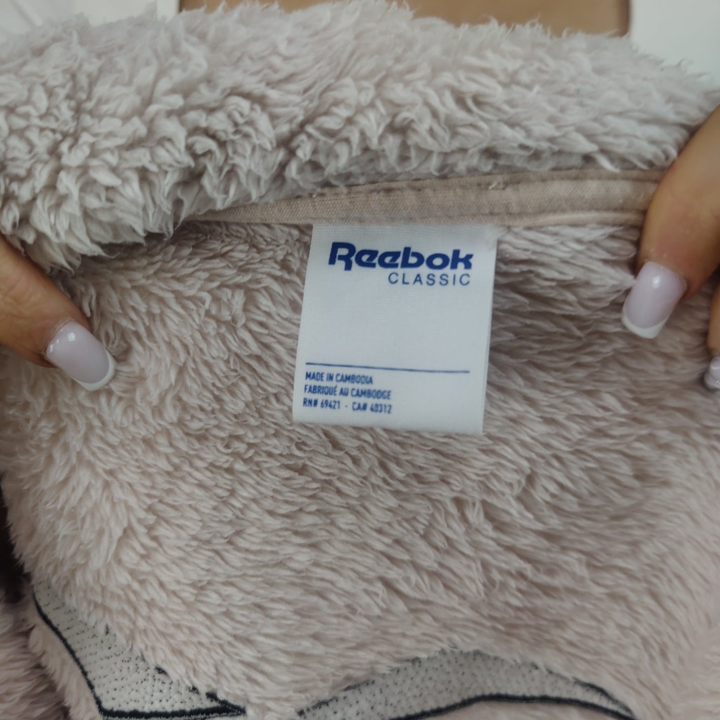 Reebok Pink Fleece Windbreaker Jacket Women Size XL