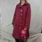 Desigual Red Overcoat Pea Coat Jacket Women Size Small
