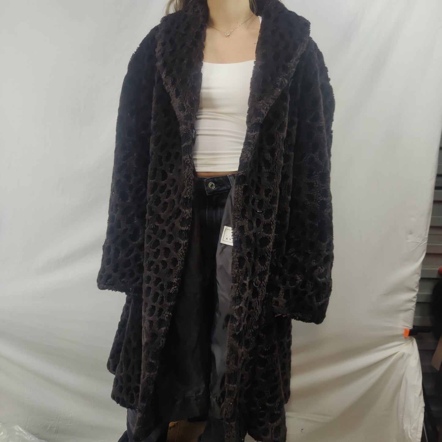 Avenue Vintage Black Faux Fur Overcoat Jacket Coat Women Size XXL