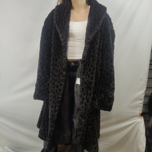 Avenue Vintage Black Faux Fur Overcoat Jacket Coat Women Size XXL