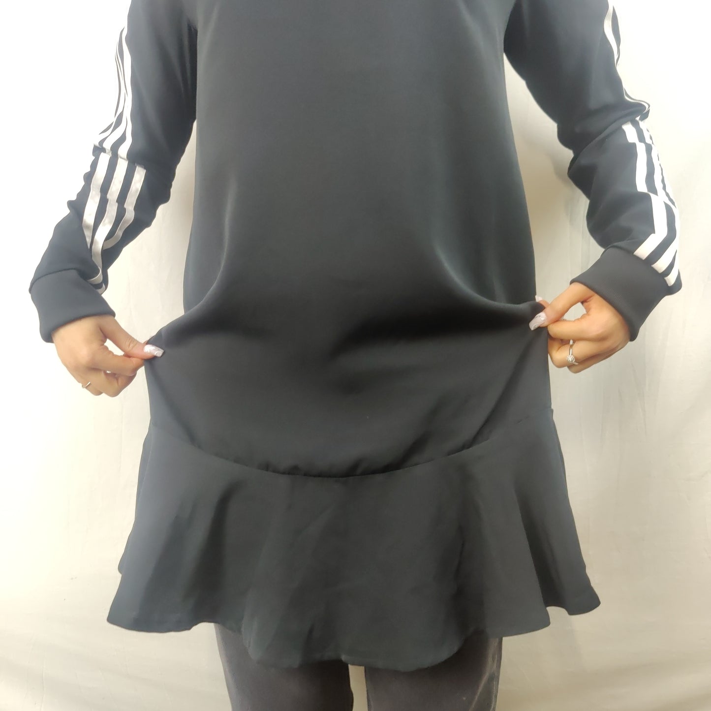 Adidas 3 Stripes Black Dress T-Shirt Women Size Medium