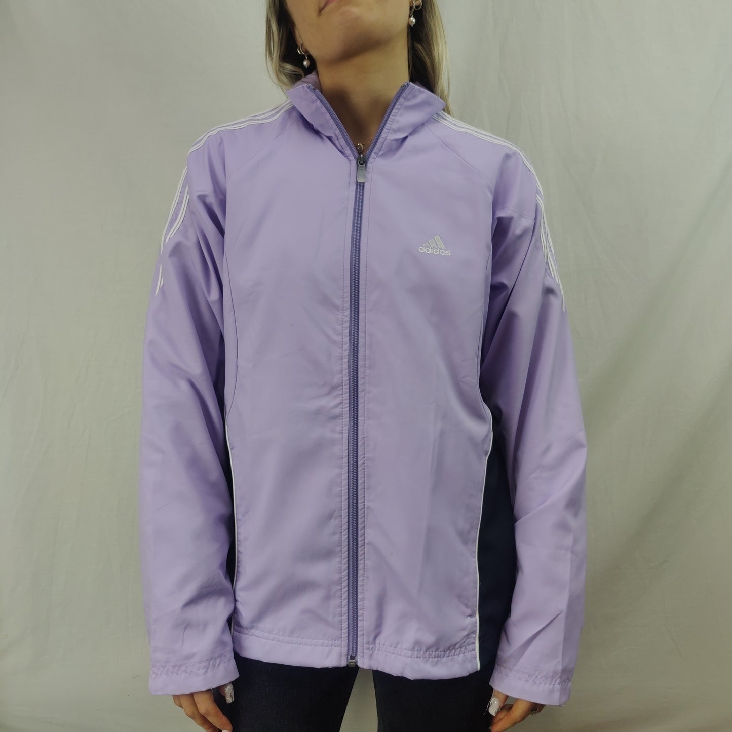 Adidas Vintage Purple Lilac Windbreaker Jacket Women Size Medium