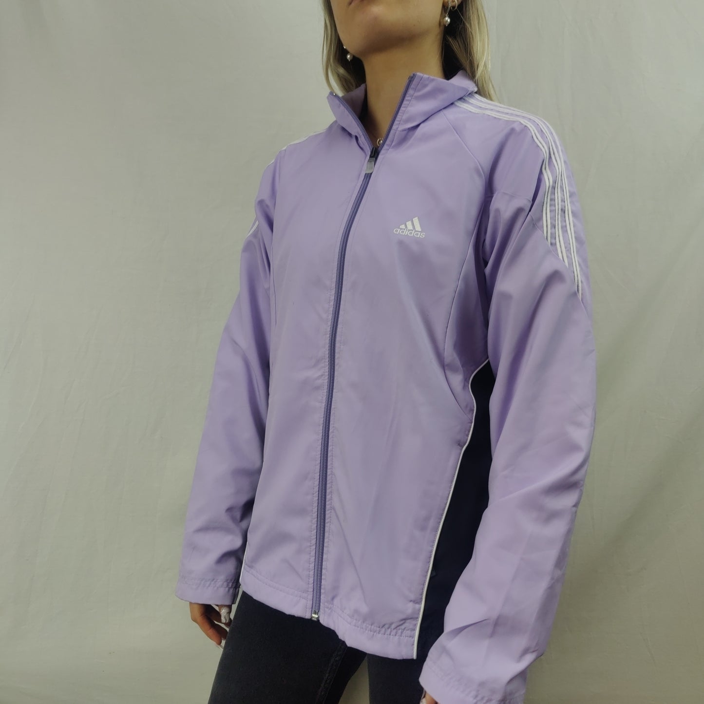 Adidas Vintage Purple Lilac Windbreaker Jacket Women Size Medium