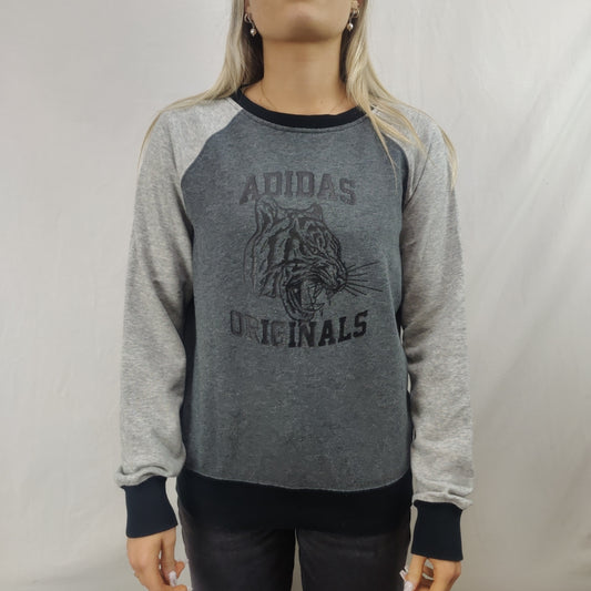 Adidas Originals Grey Pullover Crew Neck Sweatshirt Women Size Small