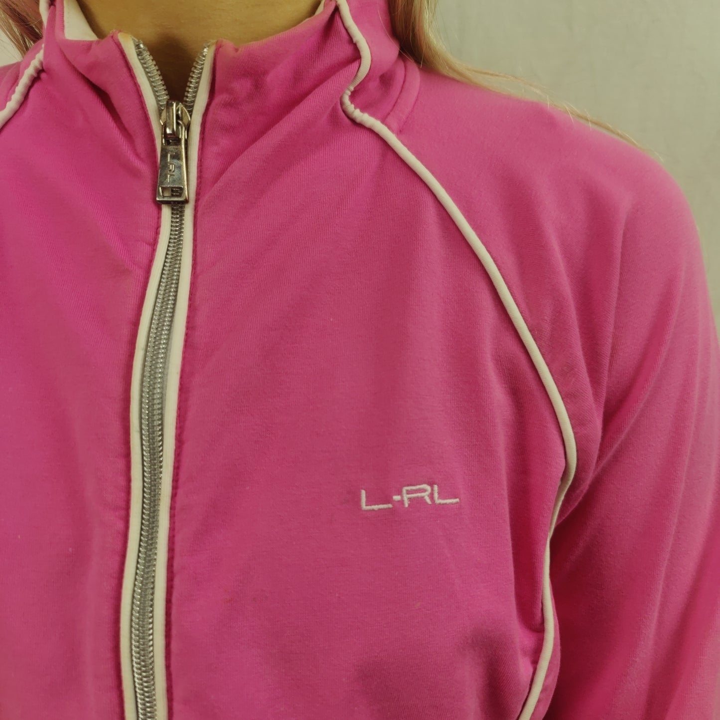 Ralph Lauren Active Pink Track Jacket Full Zip Sweatshirt Women Size Medium