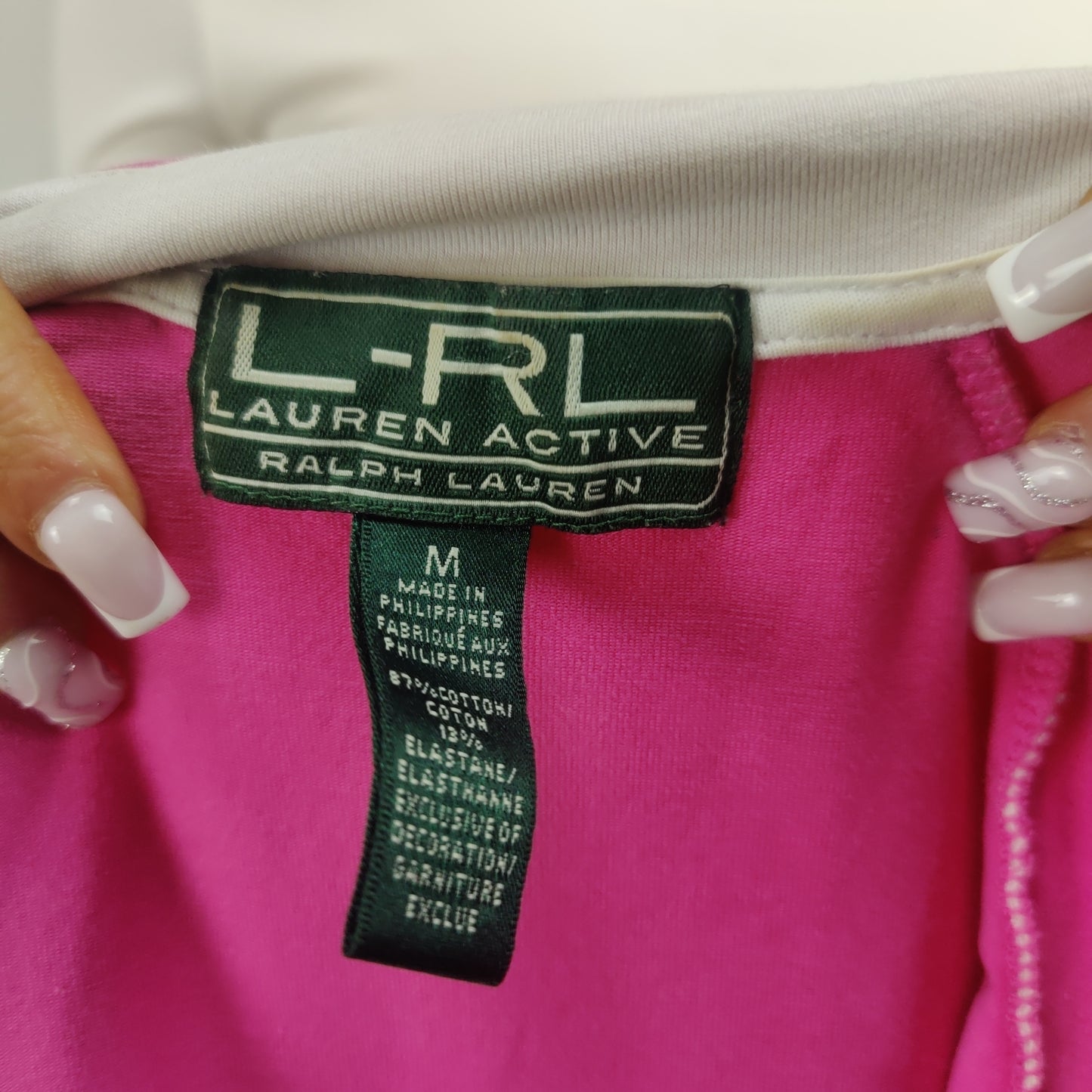 Ralph Lauren Active Pink Track Jacket Full Zip Sweatshirt Women Size Medium