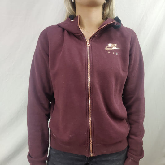 Nike Air Burgundy Red Full Zip Fleece Hoodie Women Size Small