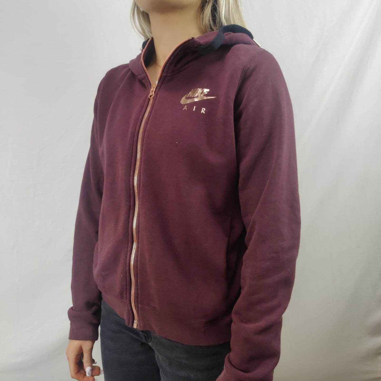 Nike Air Burgundy Red Full Zip Fleece Hoodie Women Size Small