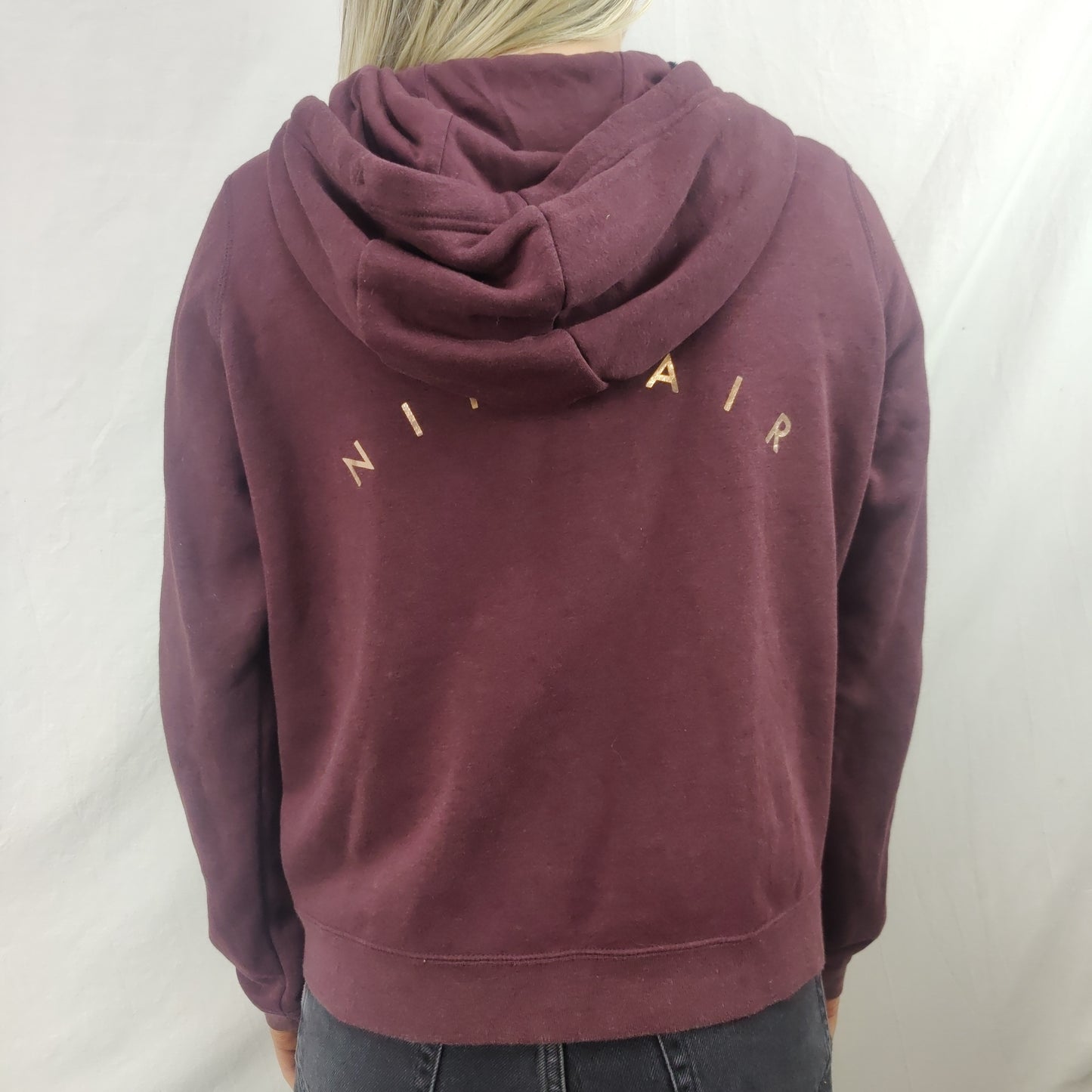 Nike Air Burgundy Red Full Zip Fleece Hoodie Women Size Small