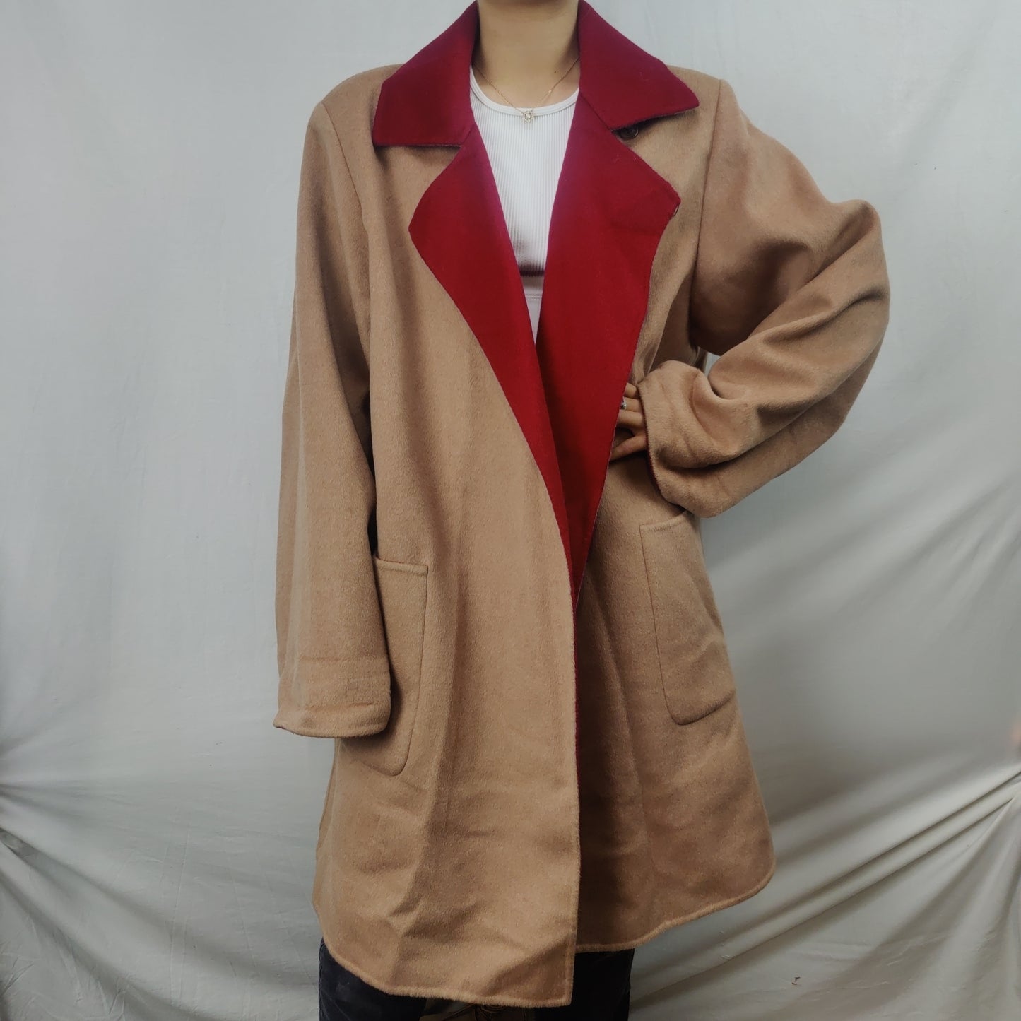 Marina Rinaldi Italian Vintage Beige Overcoat Jacket Coat Women Size XXL