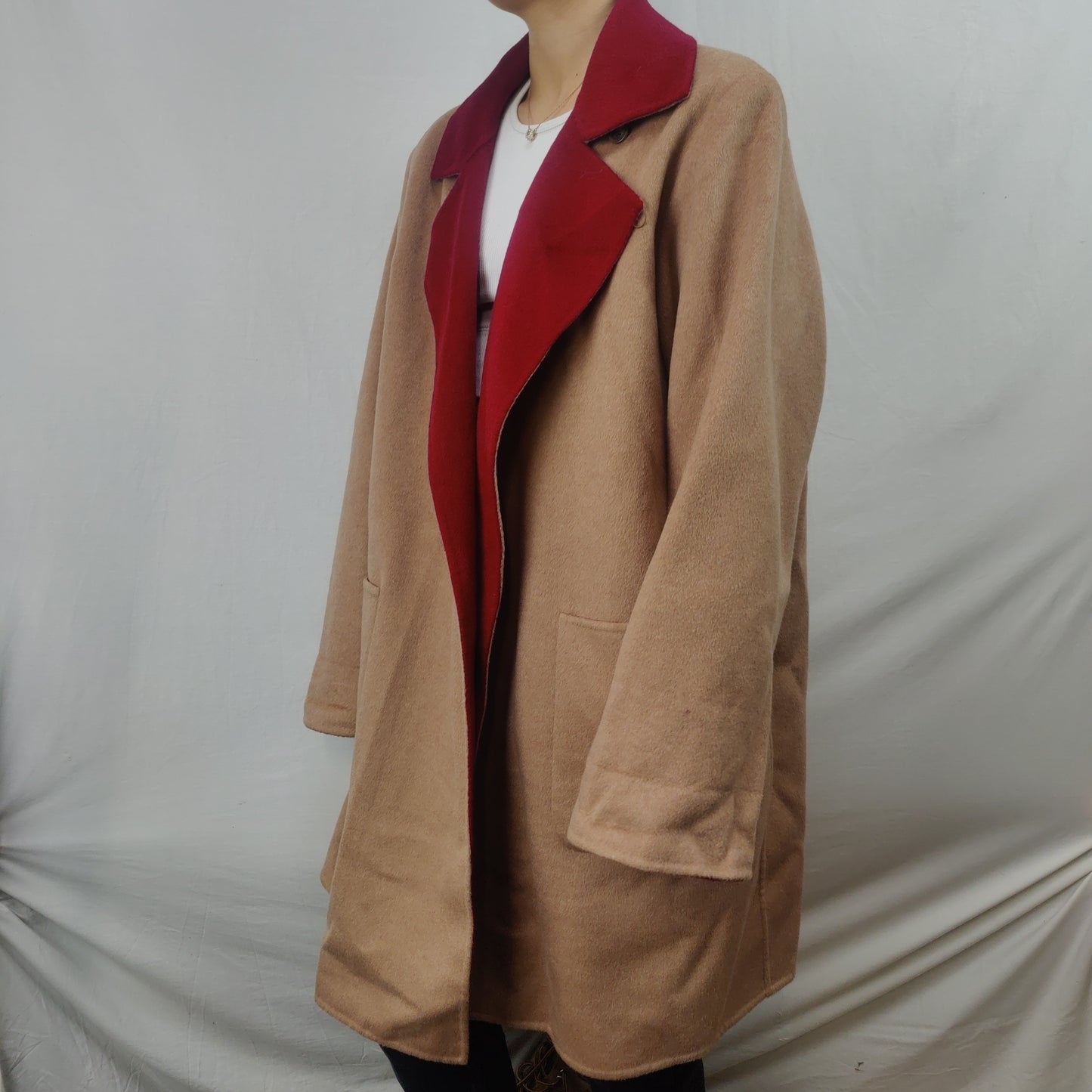 Marina Rinaldi Italian Vintage Beige Overcoat Jacket Coat Women Size XXL