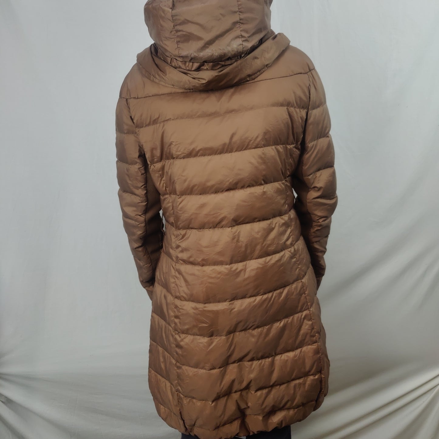 Pinko Brown Long Down Puffer Jacket Coat Women Size Medium