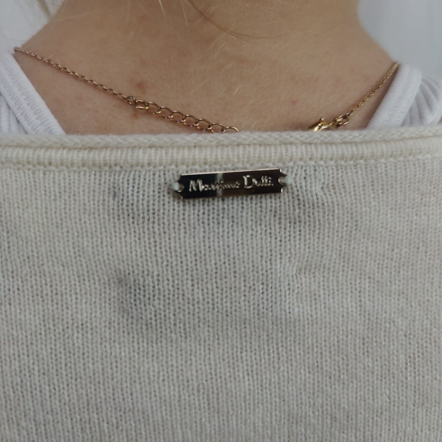 Massimo Dutti White 100% Cashmere V-Neck Jumper Sweater Women Medium