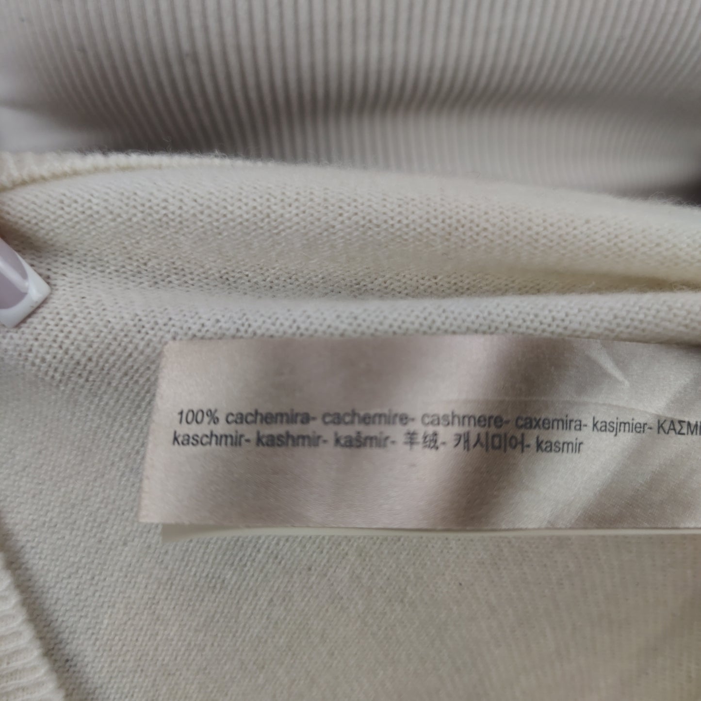 Massimo Dutti White 100% Cashmere V-Neck Jumper Sweater Women Medium