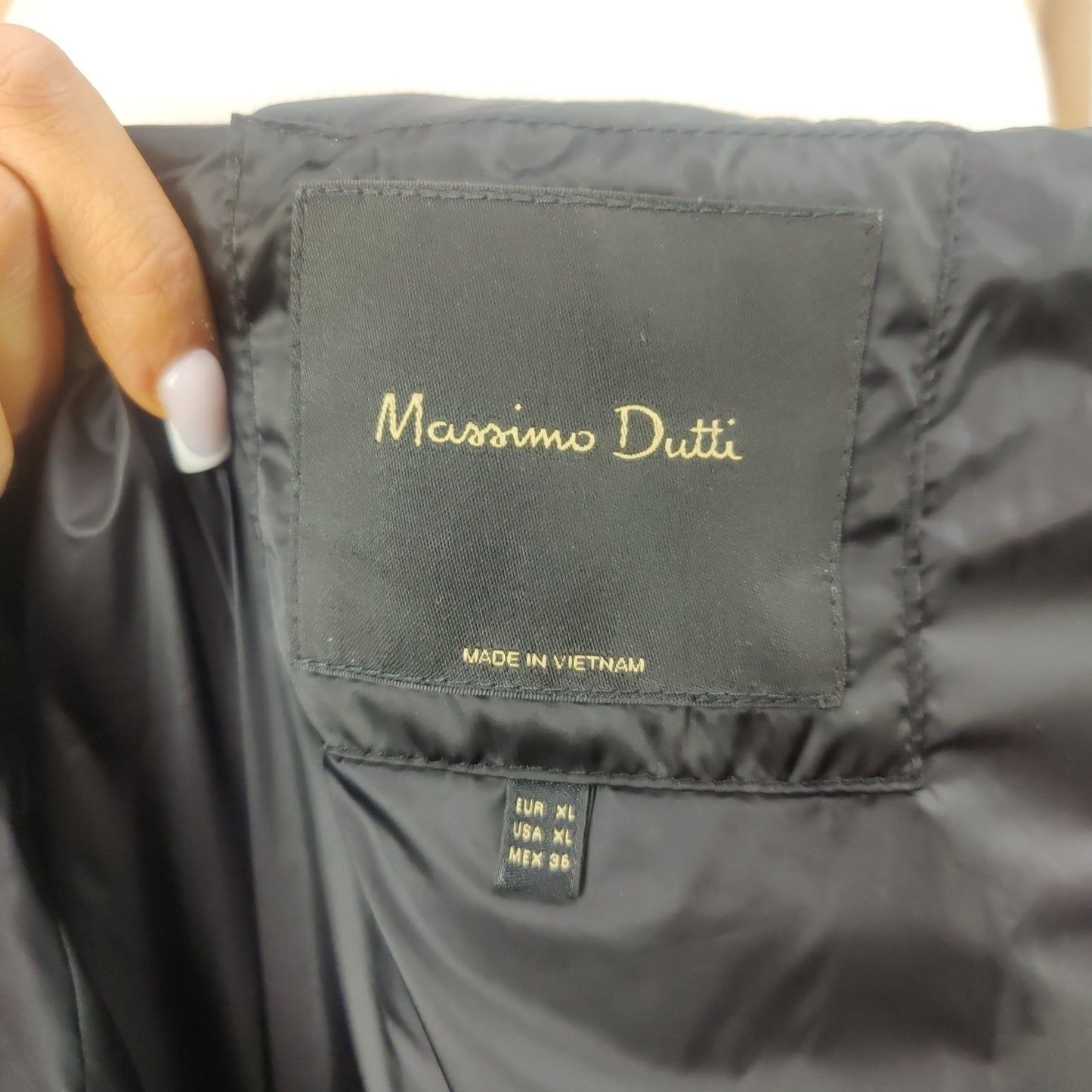 Massimo Dutti Black Long Puffer Jacket Overcoat Coat Women XL