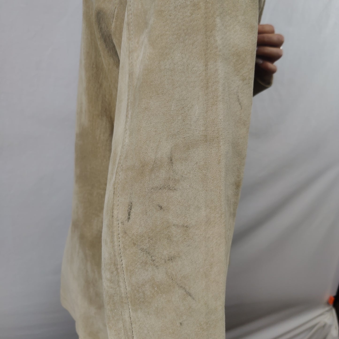 CCDK Vintage Copenhagen Beige Suede Leather Jacket Women Size Medium