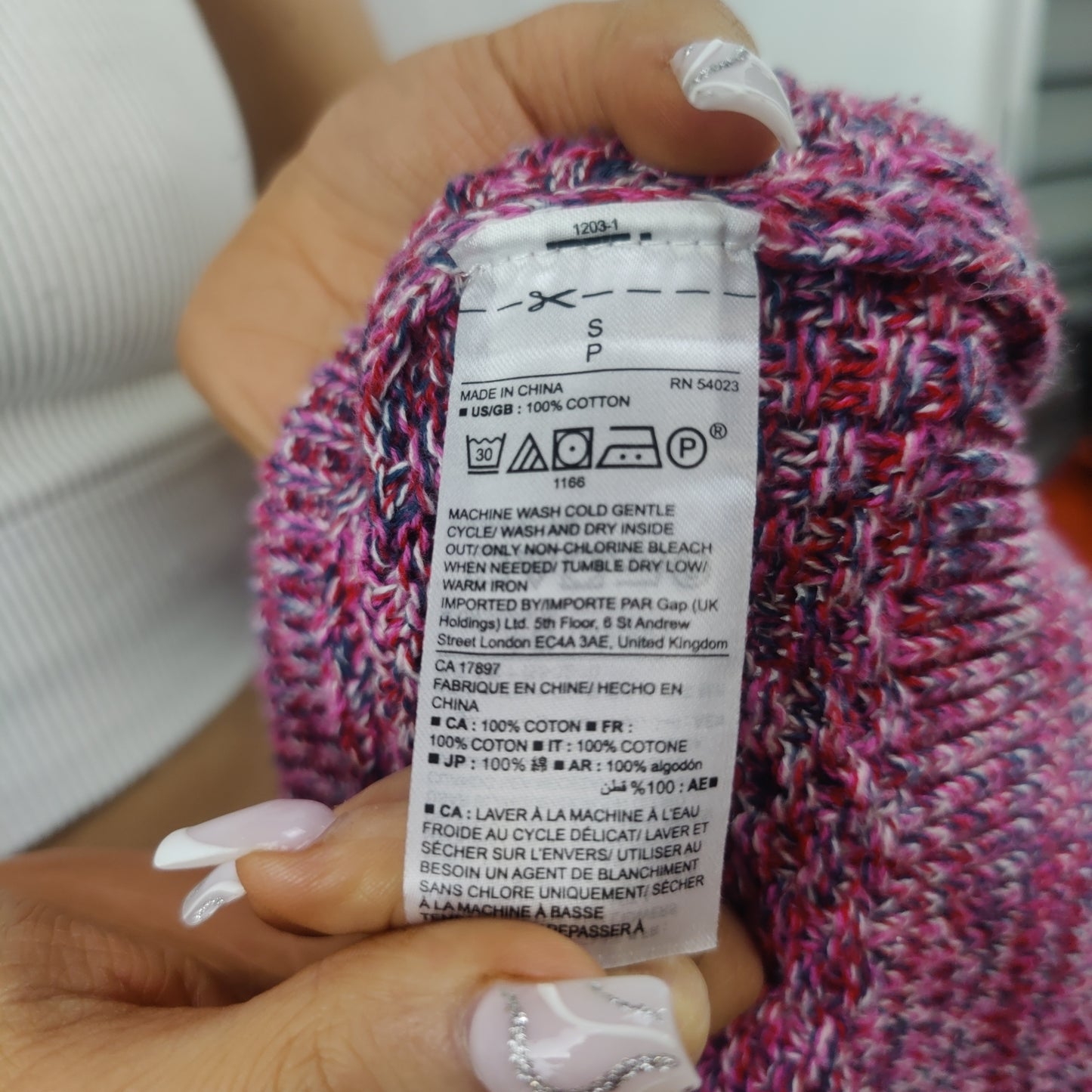 Gap Purple Pink Cotton Knit Round Neck Jumper Sweater Women Size Small