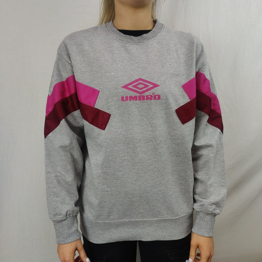 Umbro Grey Pink Pullover Crew Neck Sweatshirt Women Size Small