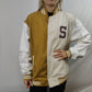 Bershka Peanuts White/Yellow Denim Varsity Jacket Women Size Small